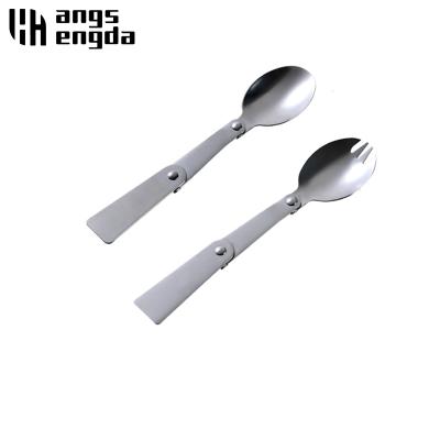 China Viable Outdoor Folding Camping Picnic Tool Spoon Fork Pocket Utensil Travel Camping Small Spoon Stainless Light Fork Foldable Tableware for sale