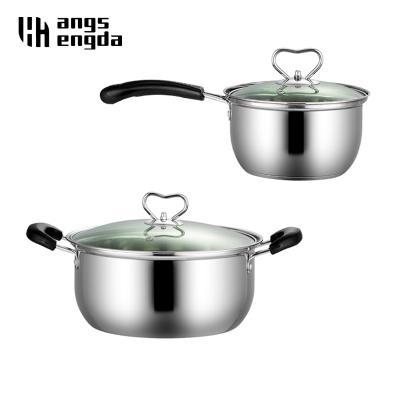 China 2 Pcs Stainless Steel Pot Sustainable Energy Saving Kitchen Flame Free Reboiling Magic Cooking Pot for sale