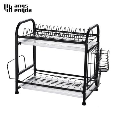 China Viable Kitchen Organizer Dish Rack Storage Rack Sink Drain Cutting Board Rack Dish Drainer 2 Tiers Dish Drying Rack for sale