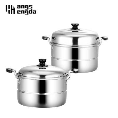 China Wholesale Thick Durable Universal Two Layer Stainless Steel Steamer Pot Soup Steamer Cooking Pots For Induction Cooker Gas Stove Steamer Pot for sale