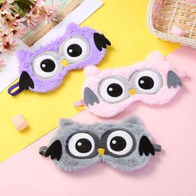 China New Design Dark Cartoon Cute Big Eyed Blackout Owl Eye Mask Plush Sleep Circles Eye Mask With Wings for sale