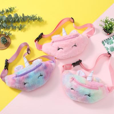 China Fashion\Comfortable\Goods Exported Good Quality Children Fanny Pack Cartoon Plush Children Shape Unicorn Waist Bag Cute for sale