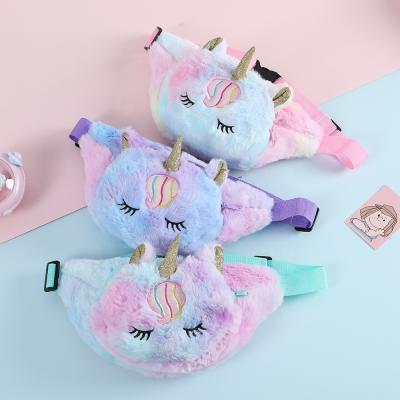 China Fashion\Comfortable\Durable Velvet Fanny Pack Girls Embroidered Squint Eye Cross - Cute Cartoon Unicorn Plush Waist Bag Kids Body Bag Cartoon Shoulder for sale