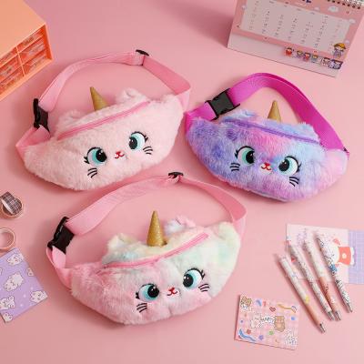 China Fashion Cute Big-Eyed Cat Plush Unicorn Children's Messenger Waist Bag\Comfortable\Durable Winter Little Girl One-shoulder Cartoon for sale