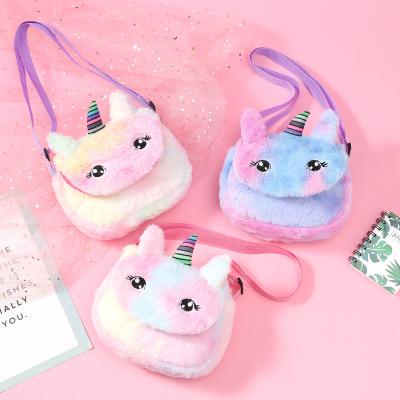 China Other Top Selling Personalized Cute Coin Purse Cartoon Plush Unicorn Shoulder Messenger Bag For Children for sale