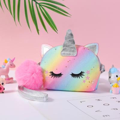 China Fashion \ Unicorn One-Shoulder Pink Cross Colorful Korean Version Bright Comfortable Children \ Durable - Body Messenger Bag for sale