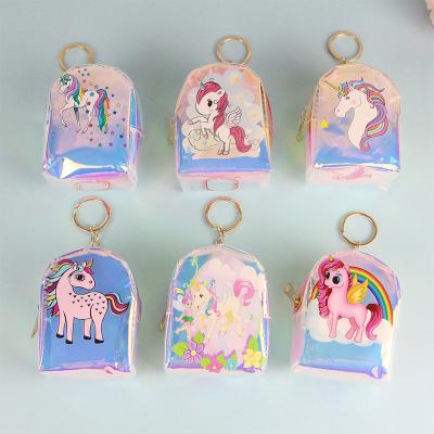 China Fashion\Comfortable\Durable Cartoon Unicorn Laser Zero Wallet Cute Mini Wallet Student Headphone Key Storage Bag for sale