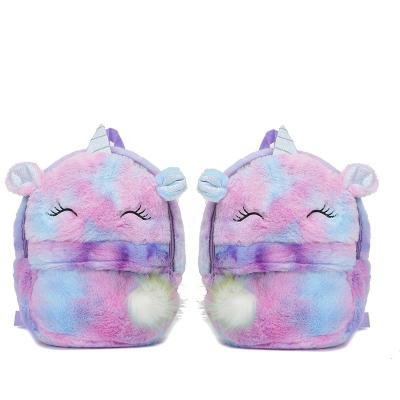 China The Unicorn Rabbit Color Plush Backpack student other travel outdoor children's imagination pompom for sale