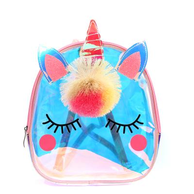 China The Other Market Price Fashion Light Bubble Hair Ball Laser Unicorn Cute Backpack School Bag International Travel for sale