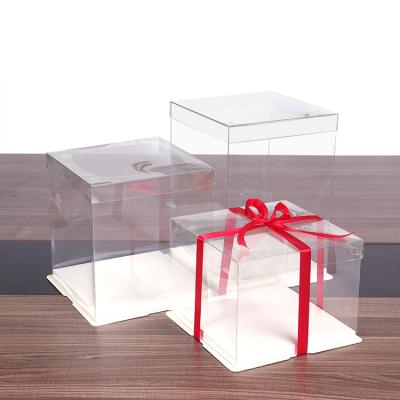 China Recycled Materials 2021 Hot Selling Clear Lid And White Bottom Cake Box Wedding Cake Boxes for sale