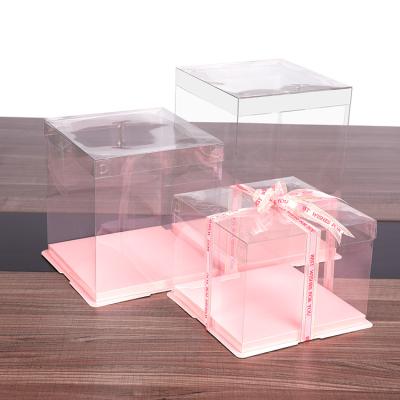 China Recycled Materials 2021 Custom Cake Box Pink Cake Boxes Bottom Translucent Cake Boxes for sale