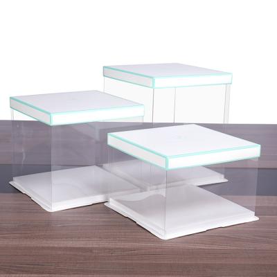 China Recycled Materials Factory Direct Sales Packaging Cake Box Customized Multi-size Plastic Cake Box Custom Luxury White Clear Square for sale