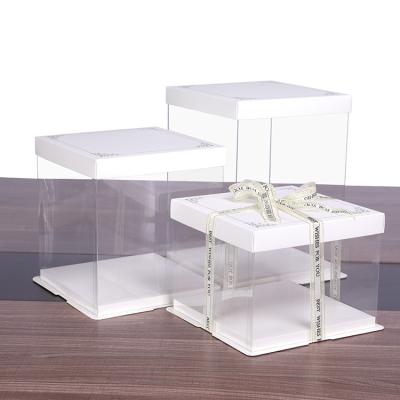 China 2021 Materials Factory Outlet Wedding Cake Boxes Recycled White Transparent Acrylic Cake Box for sale