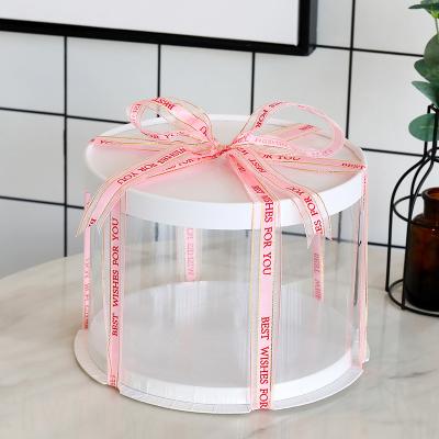 China Recycled Materials 6 810 Inch Extension Single Layer Balloon Double Transparent Round Cake Box Baking Box Birthday Cake Box for sale