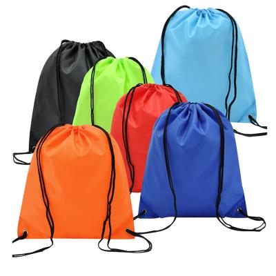 China Reusable Custom Logo Nylon Drawstring Backpack Bags Sack Pack Cinch Tote Sport Storage Polyester Bag for Gym Traveling for sale