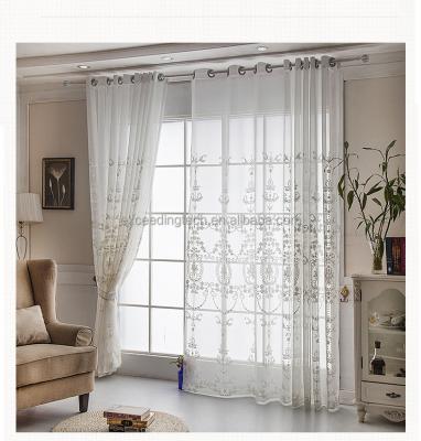 China Modern White Luxury Embroidery Sheer Curtains For Living Room Windows Curtain Tulle Voile Door Drapes for sale