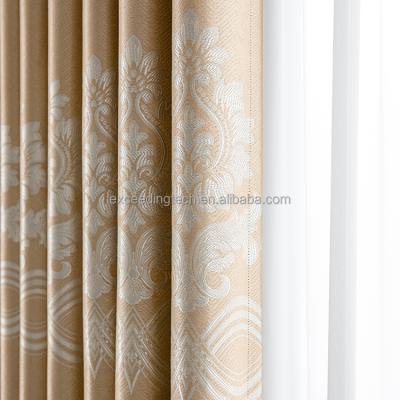 China European Design Wholesale Blackout Flower Jacquard Blackout Gold Curtains For Living Room Bedroom Hotel Home for sale