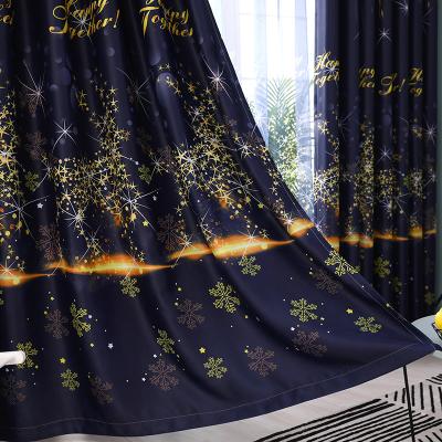 China Digital Printed Blackout Curtain Pronghorn 3D Christmas Curtain Living Room Bedroom Window Curtains For Hotel Home for sale