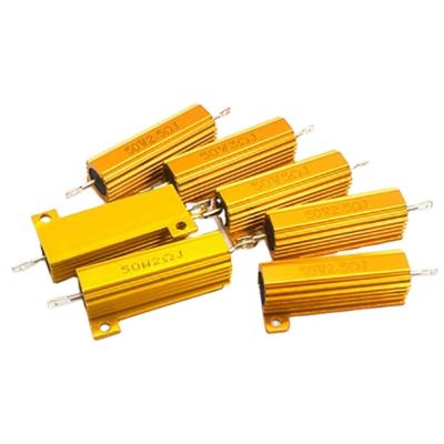 China RX24 75W 10K Ohm Power Golden Aluminium Housed Metal Shell Case Wire Wound Resistor Wirewound for sale