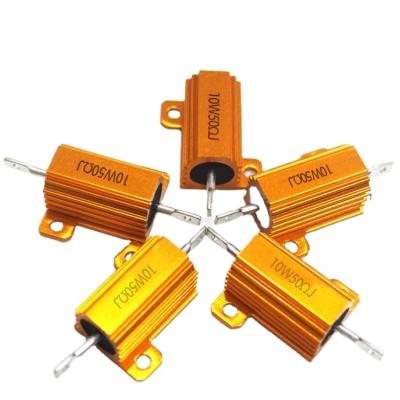 China Low Price 10W 50R Golden Aluminum Housing Power Resistor Load Resistors 10W for sale