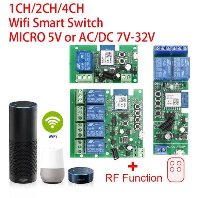 China Integrated Circuits IC Wireless WiFi Relay Module ACDC 7-32V 124 Channel Smart Life APP Remote Control Switch Smart Home Automation Module for sale