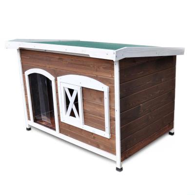 China Windproof Wooden Kennel Pet Kennel Waterproof Antiseptic Bench Outdoor Animal Cage for sale