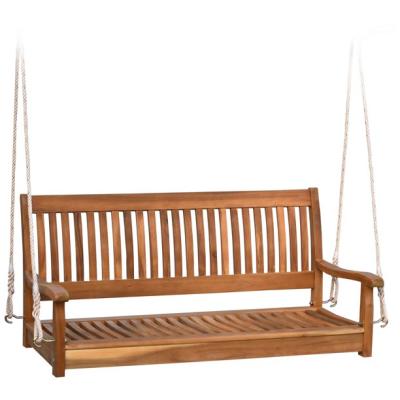 China Wholesale Modern Outdoor 2 Person Porch Bench Acacia Wood Swing With Rope Cocking for sale