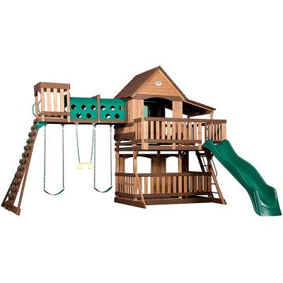 China Modern High Quality Natural Garden Outdoor Wooden Playhouse, Outdoor Wooden Swing for sale