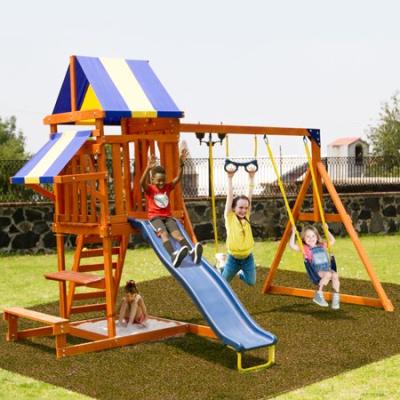 China Glayground Modern Outdoor Wooden Swing Set With Rock Climbing And Sandpit For Kids Children for sale