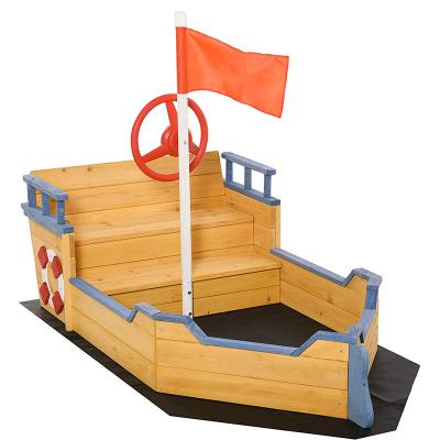 China Modern Simple Kids Sandbox Pirate Ship Play Boat with Benches and Storage, Cedar Wood for sale