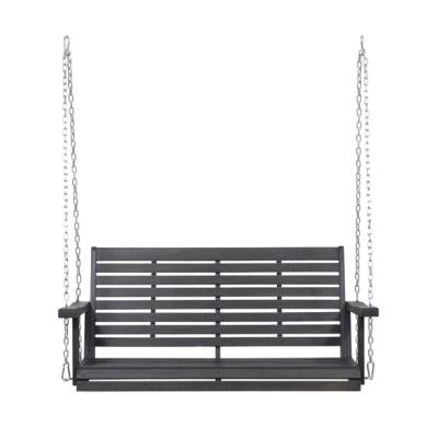 China Garden Hanging Gray Wooden Swing Bench For Two Person Modern Outdoor Tree Chair Patio for sale