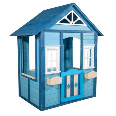 China Easily Assembled Customized Garden Outdoor Backyard Blue Wooden Playhouse For Kids for sale