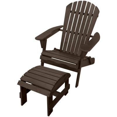 China Modern Outdoor Wooden Adirondack Chair with Ottoman for Patio Balcony Porch Deck Garden and Backyard for sale