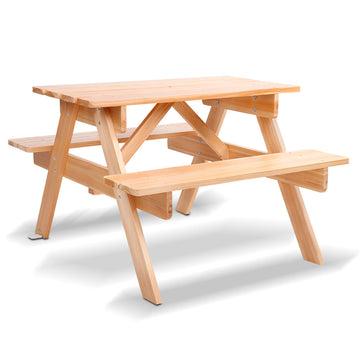 China Modern Outdoor Garden Furniture Kids Picnic Bench Set Wooden With 1 Table 2 Bench for sale