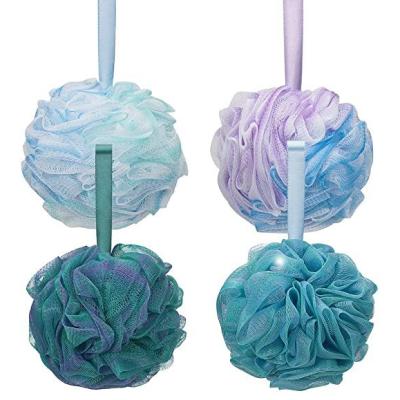 China EXFOLIATE Colorful Mesh Pouf Luffa Loofah Puff Soft Swirl Extra Large Swirl Loofah Bath Sponge for sale