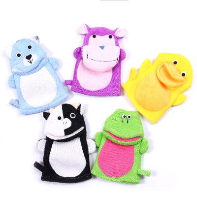 China All Natural Cartoon Baby Body Scrubber Shower Glove Spa Massage Animal Bath Gloves Exfoliating Gloves for sale