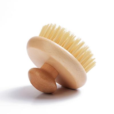 China EXFOLIATE Factory Wholesale 100% Natural Bristle Exfoliating Brush Handle Bamboo Wooden Shower Body Dry Brush for sale