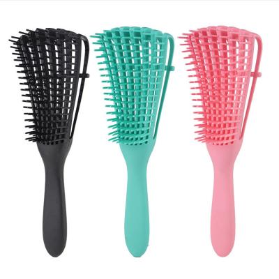 China Salon High Quality Custom Logo Special Plastic Eight Rows Vent Curved Handle Detangler Hair Brush for sale