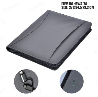 China Eco-friendly Document Folder With Zipper Office Supply Logo Embossed A4 Leather Document Bag Folder for sale