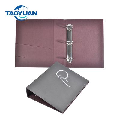 China Taoyuan A4 3 PU D-ring Binder Faux Leather Clip Folder PU Customize for sale