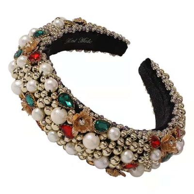 China Brand New and High Quality 100% Rhinestone Baroque Sparkly Padded Headbands For Women Full Crystal Headbands Wide Hairband Headwear Hair Accessories for sale