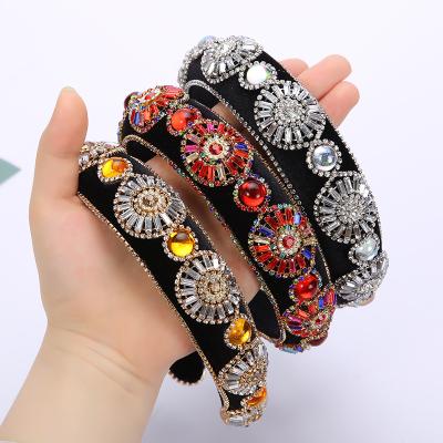 China NEW Baroque Accessories Headwear For Women Color Luxury Rhinestone Hair Band Gem Padded Hairbands Hoop Bezel YL03Y for sale