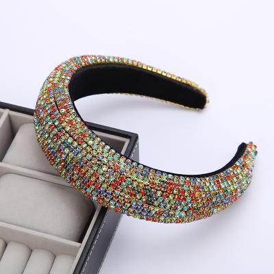 China Colorful CRYSTAL 2021 Bling Bling Party Hair Accessories for Women's Diamond Crystal Hair Bands Rhinestones Luxury Shiny Padded Headband for sale