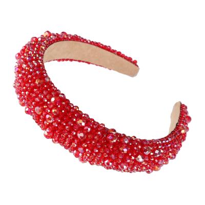 China Hot Sale Fashion Crystal Decorated Shiny Headband Alice Matador Alice Wide Thick Thick Padded Padded Hair Accessory for sale