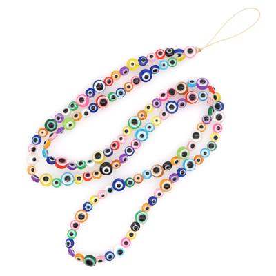 China Fashional 10mm Style Evil Eye Beads Acrylic Cell Phone Straps Bohemia Jewelry Women's Long Border Women's Bohemia Style Gifts for sale