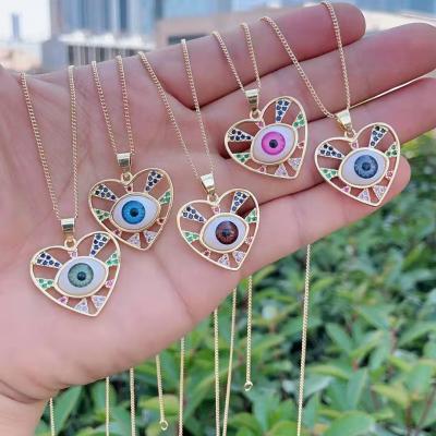 China 2021 Gold High Quality Hip Hop Accessories Evil Eyes Pendant Necklace Women Men Party High Quality Silver Fashion Necklace Gift for sale