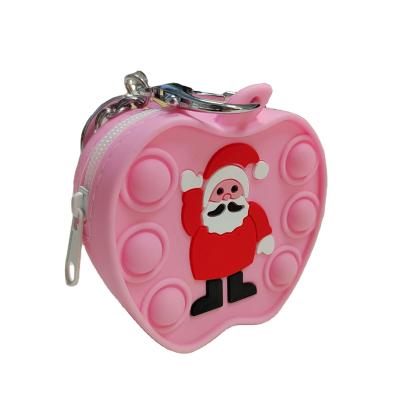 China Fashion Change Purse Key Bag Zipper Coin Bag Print Silicone Bag Wholesale Christmas Gift Santa Claus Coin Purse for sale