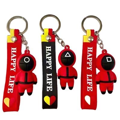 China Wholesale Cheap Promotional Plastic 3d PVC Key Chain Squid Boss Game Soft Rubber Korean Items for sale