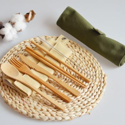 China Sustainable 100% Natural Bamboo Wood Fiber Material Travel Tableware Reusable Camping Sets for sale