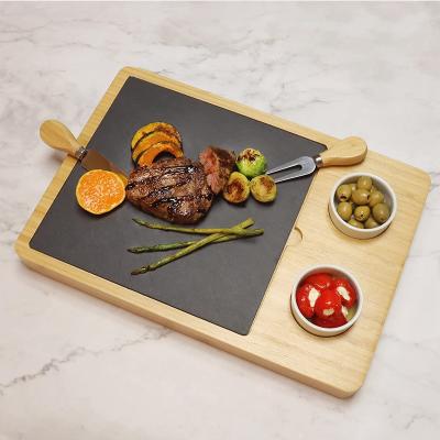 China Viable Hot Selling Knife Fruit Tray Creative Rotating Cutting Board Set Cheese Bamboo Board for sale